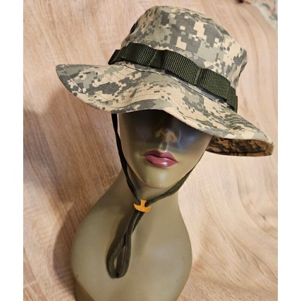 Digital Camouflage Boonie Hat Sun Hot Weather Type ll Army Size 7 Tan & Green